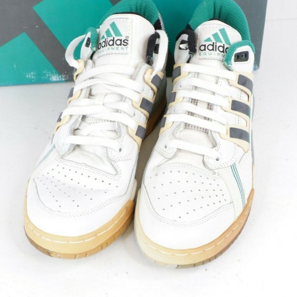 NOS Vintage 90s Adidas EQT Basketball Mid Sneakers Shoes White Green - Picture 3 of 11